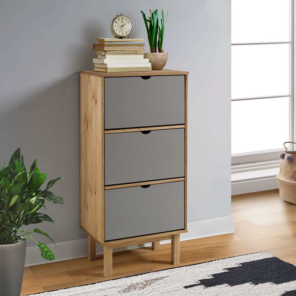 Shoe Cabinet Honey Wax Pine 3 Compartments Rectangular