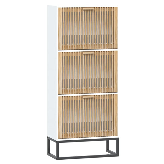 Shoe Cabinet Pine 3 Compartments Rectangular