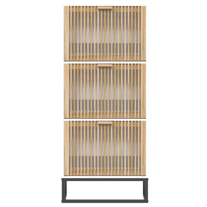 Shoe Cabinet Pine 3 Compartments Rectangular
