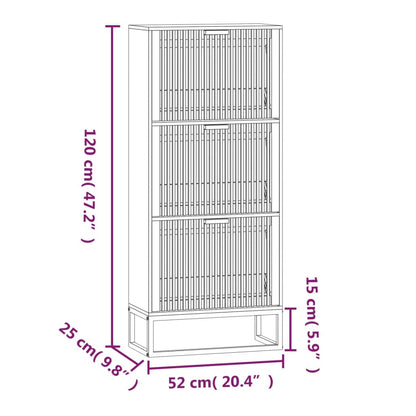 Shoe Cabinet Pine 3 Compartments Rectangular