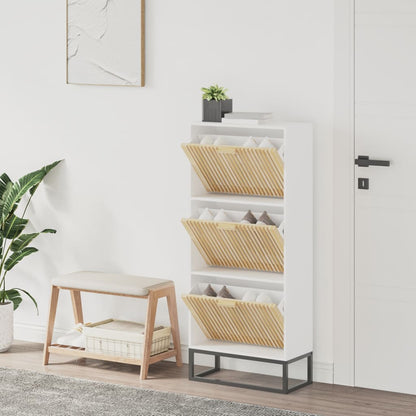 Shoe Cabinet Pine 3 Compartments Rectangular