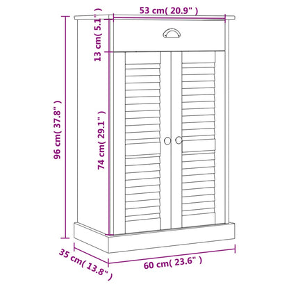 Shoe Cabinet Honey Wax Pine 3 Compartments Rectangular