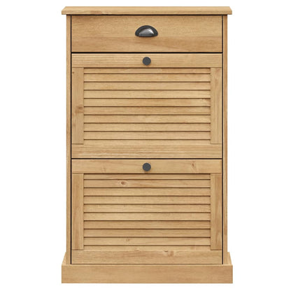 Shoe Cabinet Honey Wax Pine 3 Compartments Rectangular