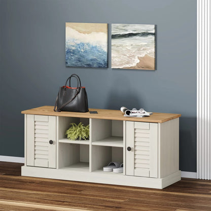 Shoe Bench Honey Pine 6 Compartments Wide & Deep