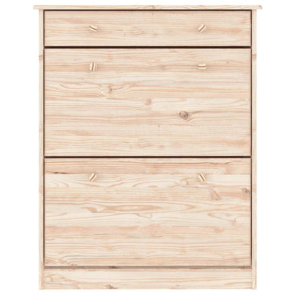 Shoe Cabinet Natural, Solid Pine 3 Compartments Rectangular