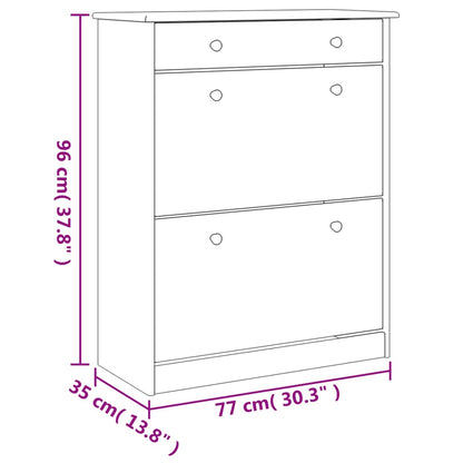 Shoe Cabinet Natural, Solid Pine 3 Compartments Rectangular