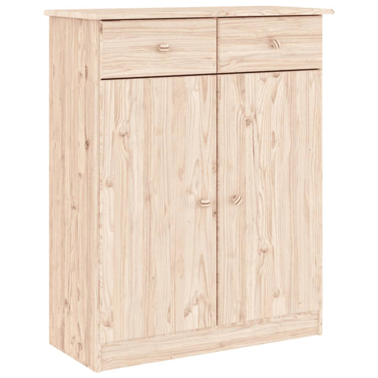 Shoe Cabinet Natural, Solid Pine 4 Compartments Rectangular