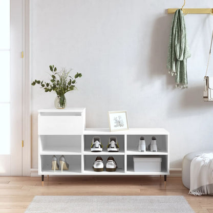 Shoe Cabinet High Gloss Reclaimed Wood 6 Compartments & 1 Drawer