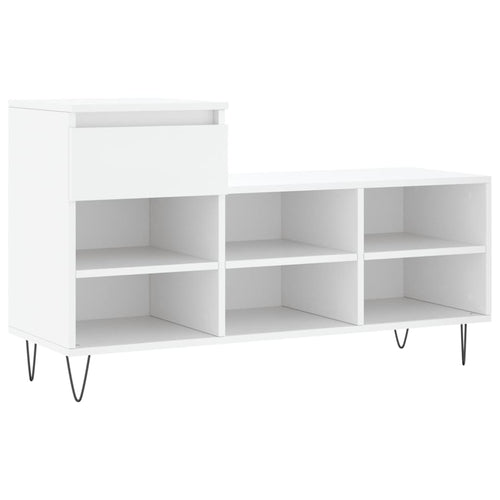 Shoe Cabinet High Gloss Reclaimed Wood 6 Compartments & 1 Drawer