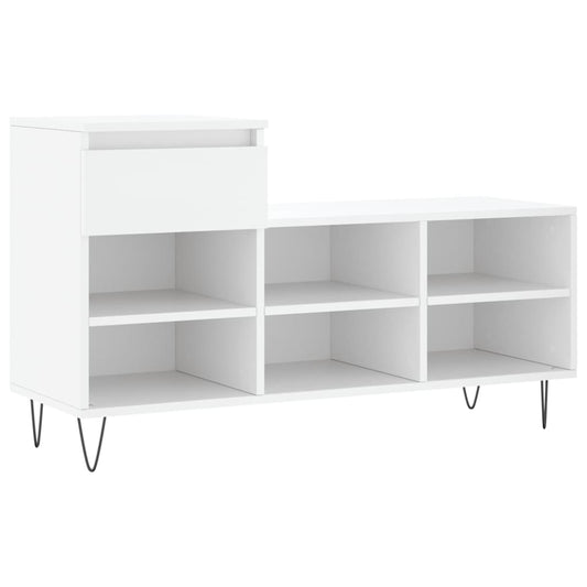 Shoe Cabinet High Gloss Reclaimed Wood 6 Compartments & 1 Drawer