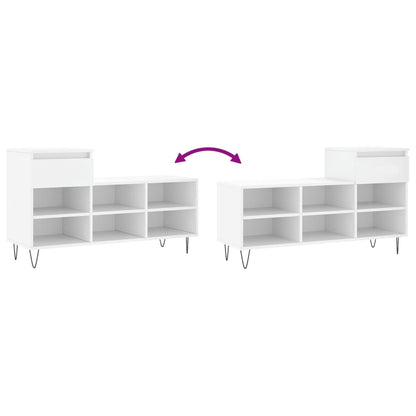 Shoe Cabinet High Gloss Reclaimed Wood 6 Compartments & 1 Drawer