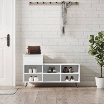 Shoe Cabinet High Gloss Reclaimed Wood 6 Compartments & 1 Drawer