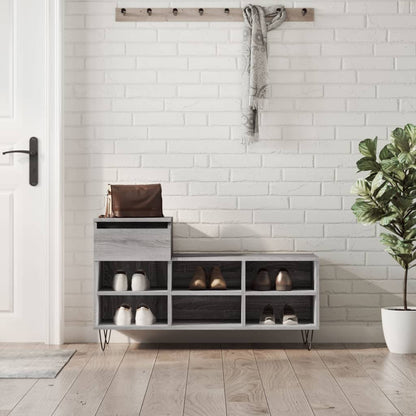 Shoe Cabinet High Gloss Reclaimed Wood 6 Compartments & 1 Drawer