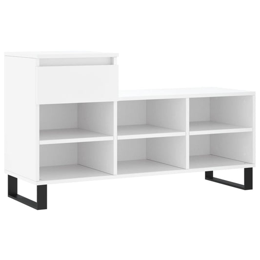Luxo Shoe Cabinet Solid Oak 7 Compartments Rectangular & Metal Feet