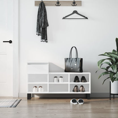 Luxo Shoe Cabinet Solid Oak 7 Compartments Rectangular & Metal Feet