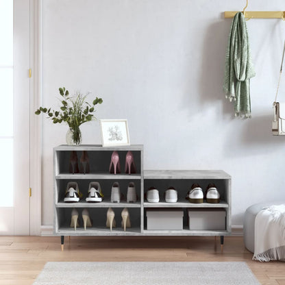 Luxo Shoe Cabinet Solid Oak 5 Compartments Rectangular & Metal Feet