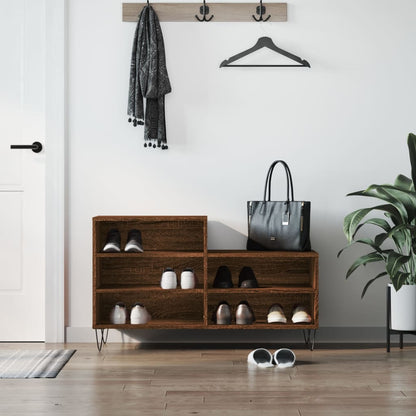 Shoe Cabinet High Gloss Reclaimed Wood 5 Comaprtments