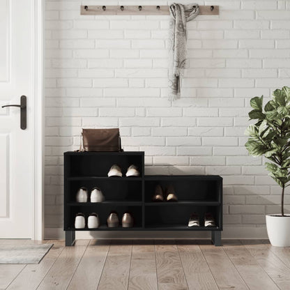 Luxo Shoe Cabinet Solid Oak 5 Compartments Rectangular & Metal Feet