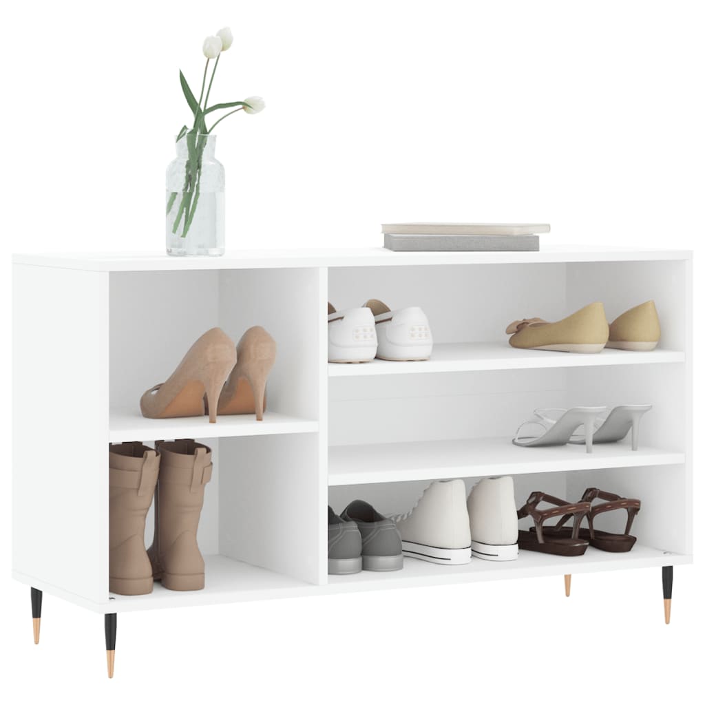 Shoe Cabinet High Gloss Reclaimed Wood 5 Compartments