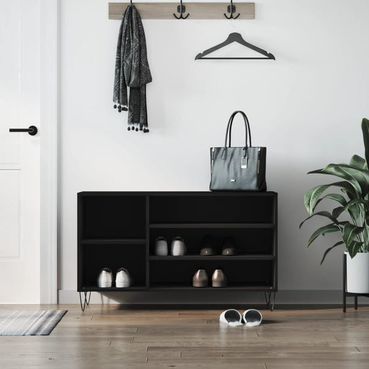 Luxe Shoe Cabinet High Gloss Reclaimed Wood 5 Compartment