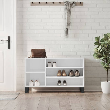 Shoe Cabinet High Gloss Reclaimed Wood 5 Compartments