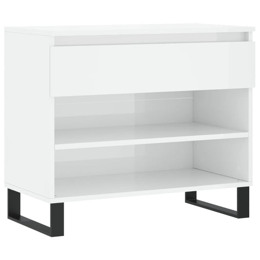 Shoe Cabinet High Gloss Reclaimed Wood 2 Compartments & 1 Drawer