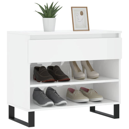 Shoe Cabinet High Gloss Reclaimed Wood 2 Compartments & 1 Drawer