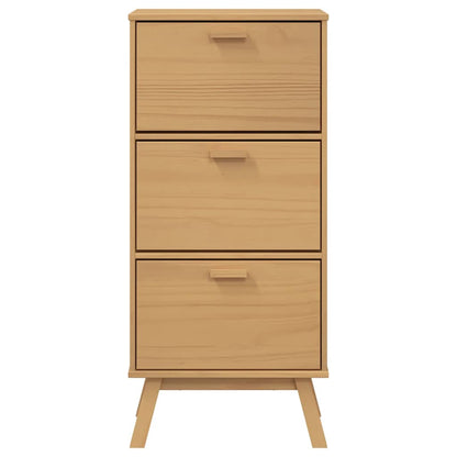 Shoe Cabinet Solid Pine 3 Drop-Down Compartments Medium Height