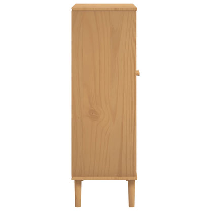 Shoe Cabinet Solid Pine 3 Compartments Medium Height