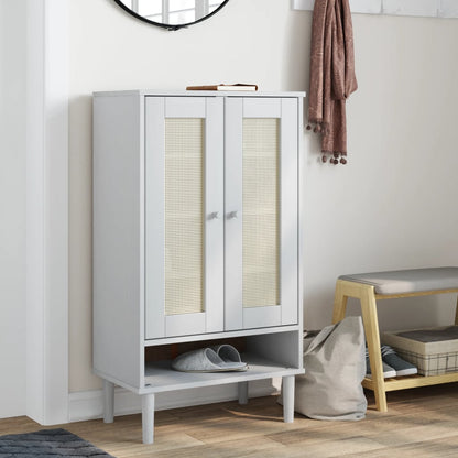 Shoe Cabinet Solid Pine 3 Compartments Medium Height