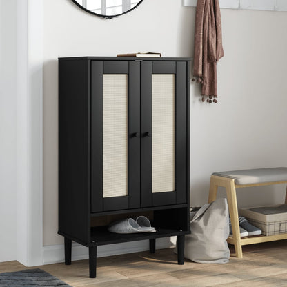 Shoe Cabinet Solid Pine 3 Compartments Medium Height