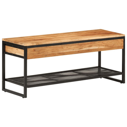 Shoe Bench Black Solid Acacia Wood 2 Tiers