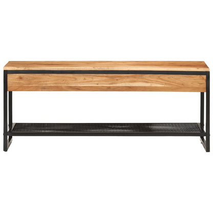 Shoe Bench Black Solid Acacia Wood 2 Tiers