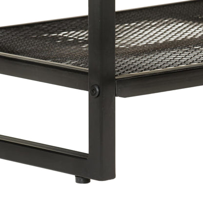 Shoe Bench Black Solid Acacia Wood 2 Tiers