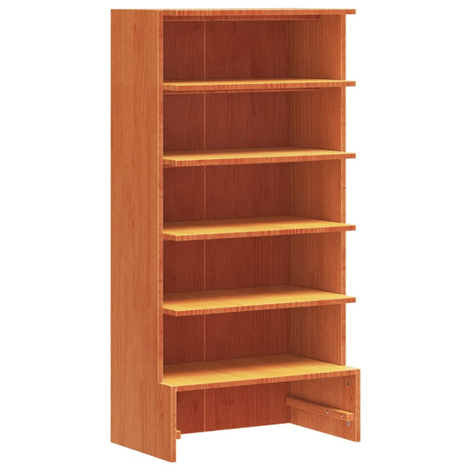 Freya Shoe Cabinet Wax Brown Solid Pine Wood 6 Compartments Tall & Skinny