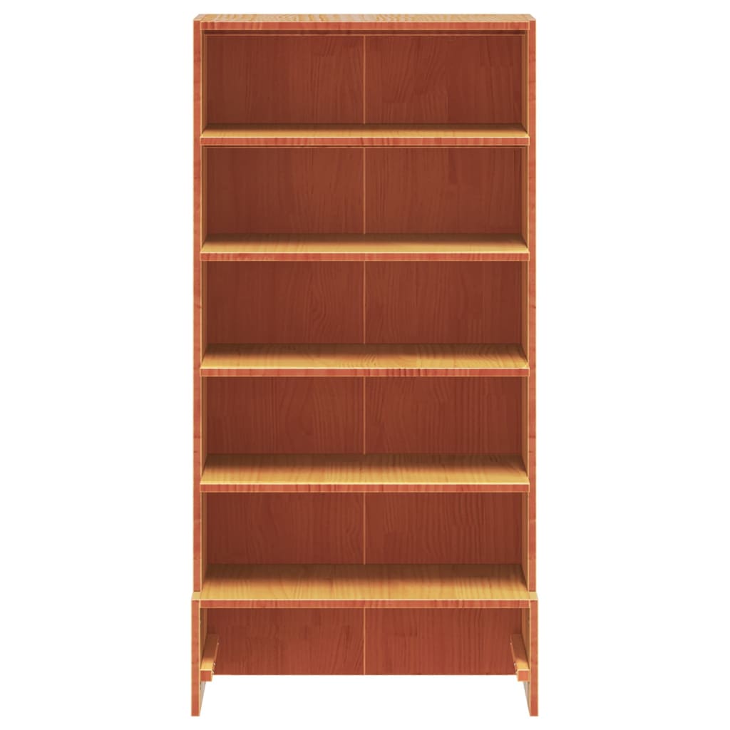 Freya Shoe Cabinet Wax Brown Solid Pine Wood 6 Compartments Tall & Skinny