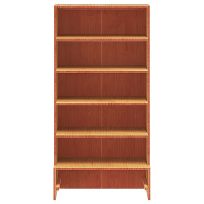 Freya Shoe Cabinet Wax Brown Solid Pine Wood 6 Compartments Tall & Skinny