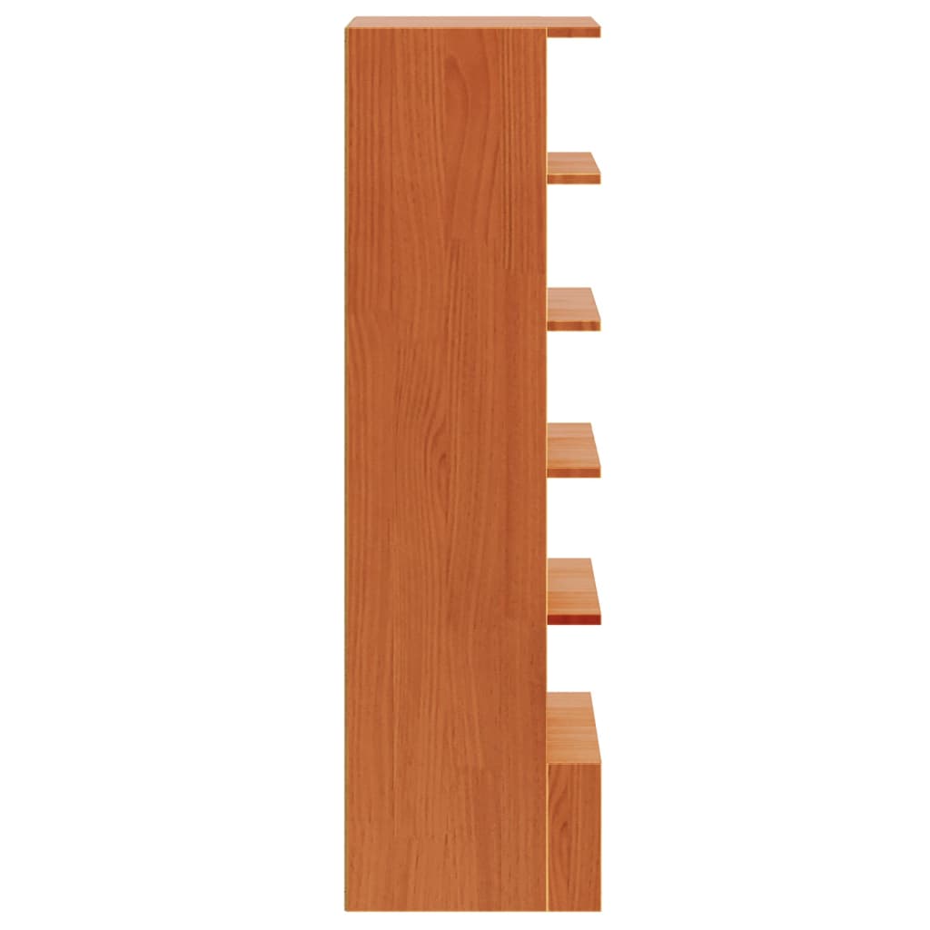 Freya Shoe Cabinet Wax Brown Solid Pine Wood 6 Compartments Tall & Skinny