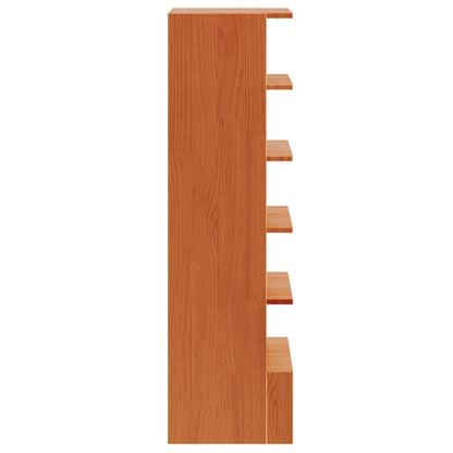 Freya Shoe Cabinet Wax Brown Solid Pine Wood 6 Compartments Tall & Skinny