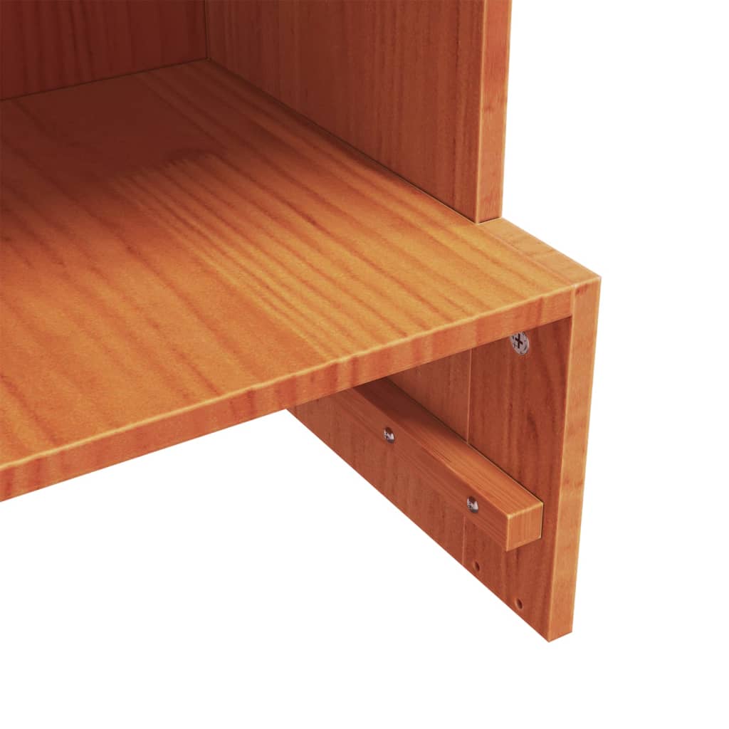 Freya Shoe Cabinet Wax Brown Solid Pine Wood 6 Compartments Tall & Skinny