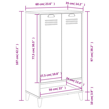 Shoe Cabinet Oak 2 Compartments Rectangular