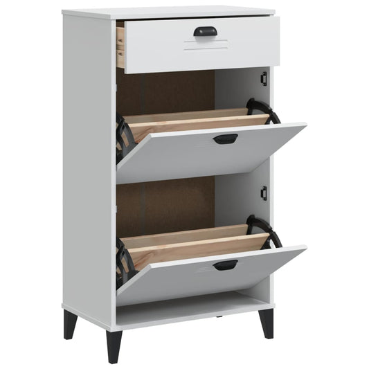 Shoe Cabinet Oak 3 Drop-Down Compartments Rectangular