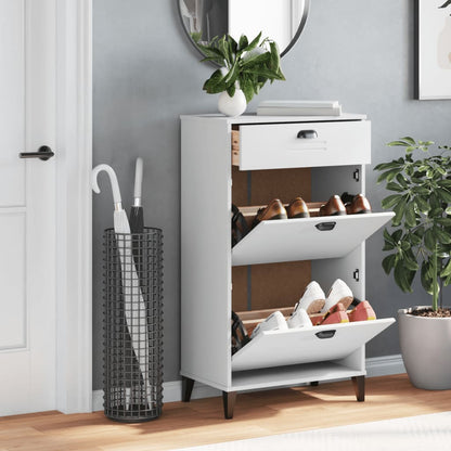 Shoe Cabinet Oak 3 Drop-Down Compartments Rectangular