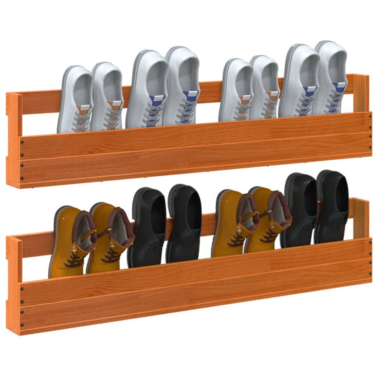 Set of 2 2 Pair Modern 23" Wall Mounted Pine Shoe Cabinet