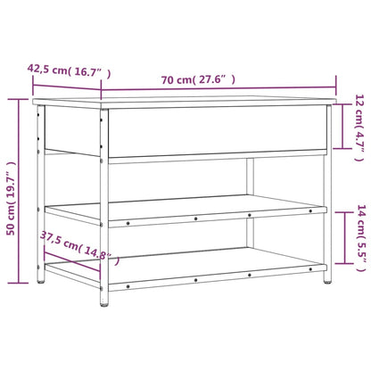 Tone Shoe Bench Smoked Oak & Metal 3 Compartments Wide & Long