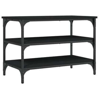 Shoe Bench Black Wood Deep & Wide 3 Compartments