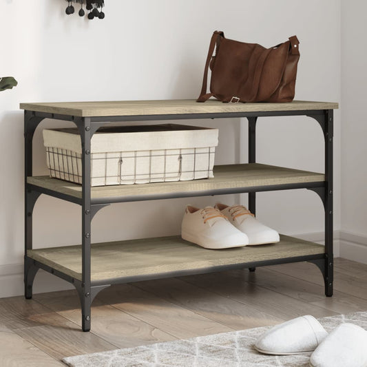 Shoe Bench Black Wood Deep & Wide 3 Compartments