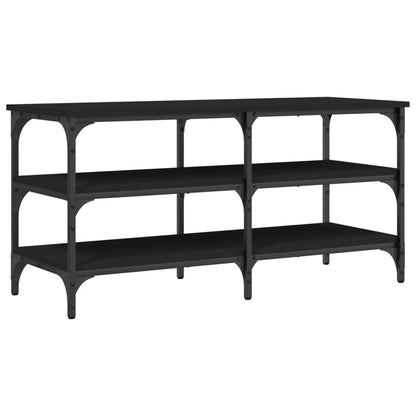 Tone Shoe Bench Black Reclaimed Wood & Metal Adjustable Feet 3 Compartments