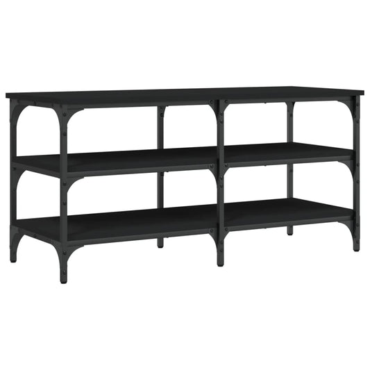Tone Shoe Bench Black Reclaimed Wood & Metal Adjustable Feet 3 Compartments