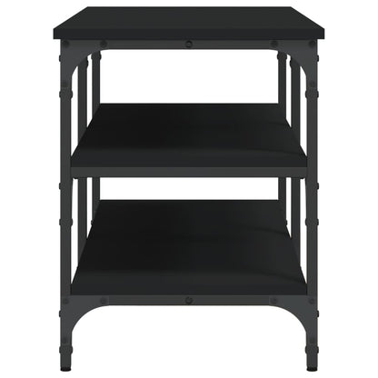 Tone Shoe Bench Black Reclaimed Wood & Metal Adjustable Feet 3 Compartments